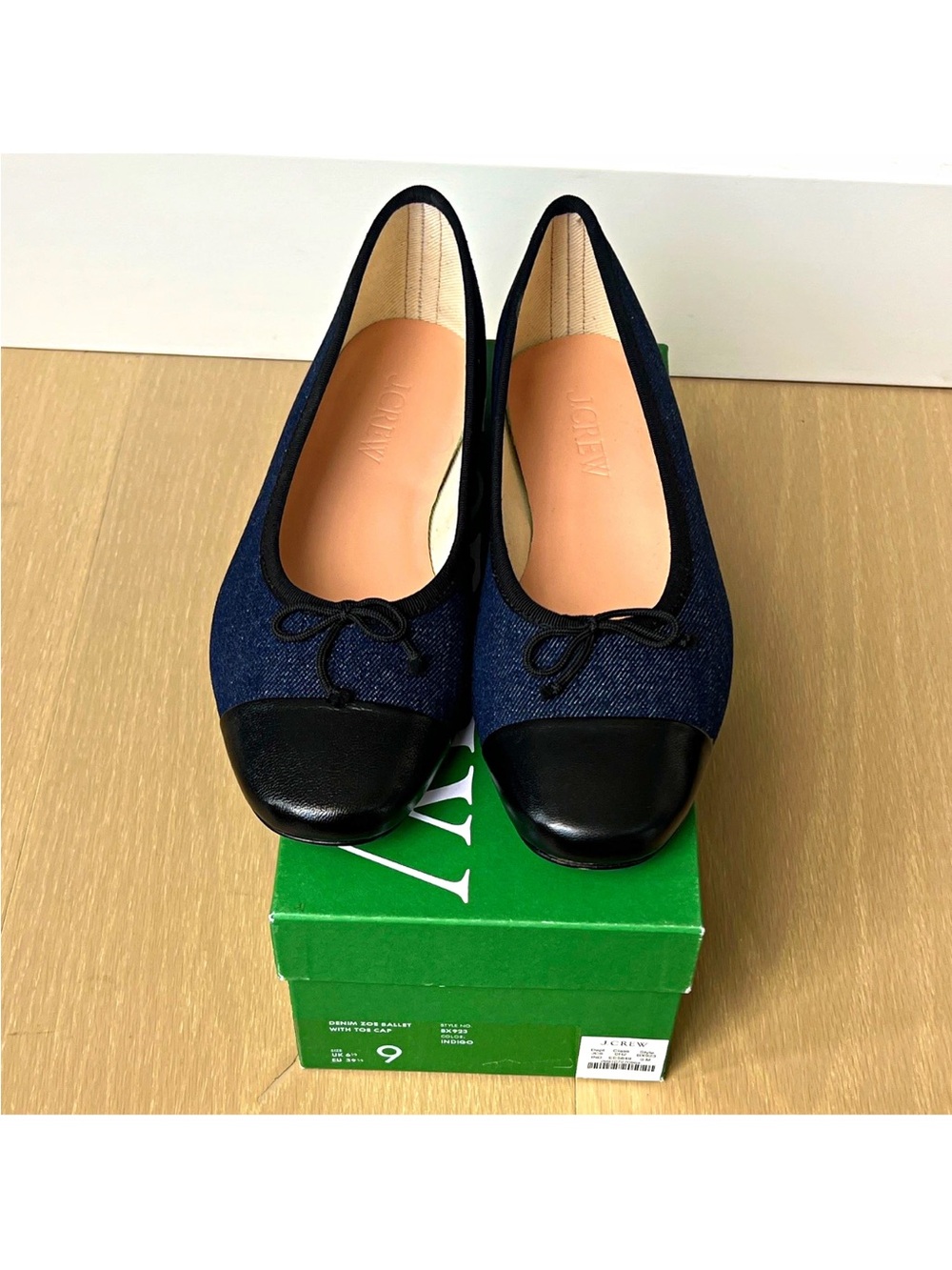NWT Denim Zoe Ballet Flats Cap Toe US 9 M
